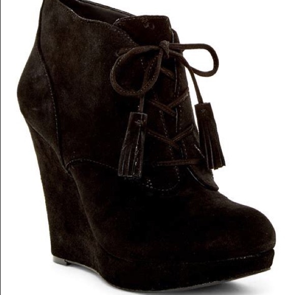 Jessica Simpson Shoes - Jessica Simpson Platform Wedge Black Leather Bootie| Size 11